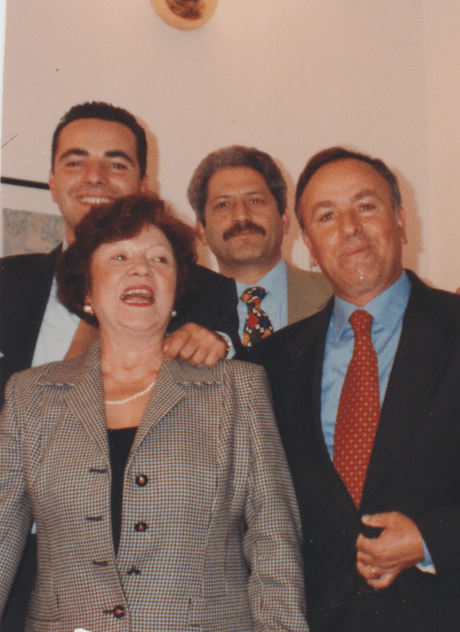 Con i miei genitori, Giuseppe e Rosa, e il mio Maestro, Gino, quando lavoravo da lui