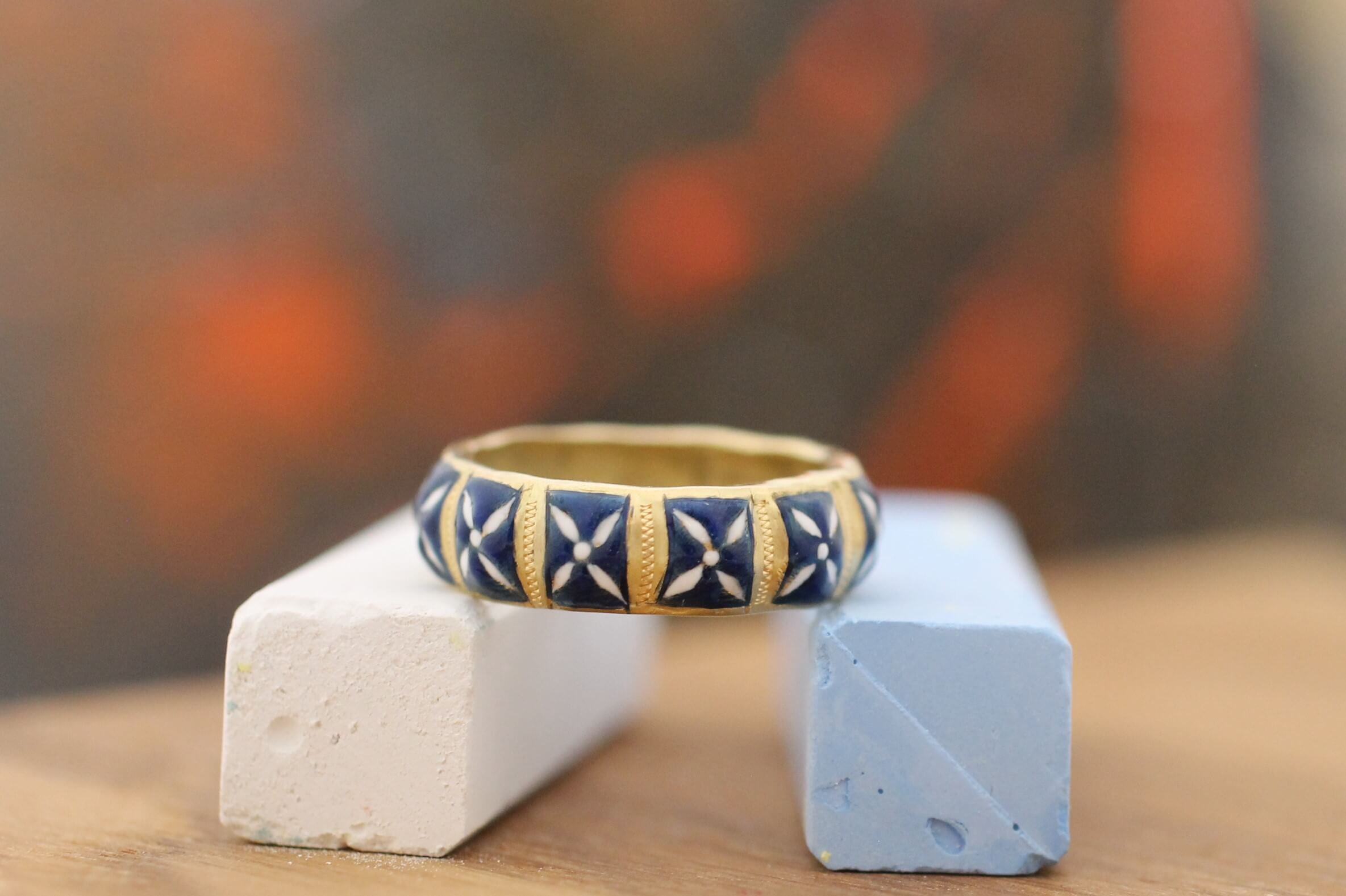 Gold and enamel ring