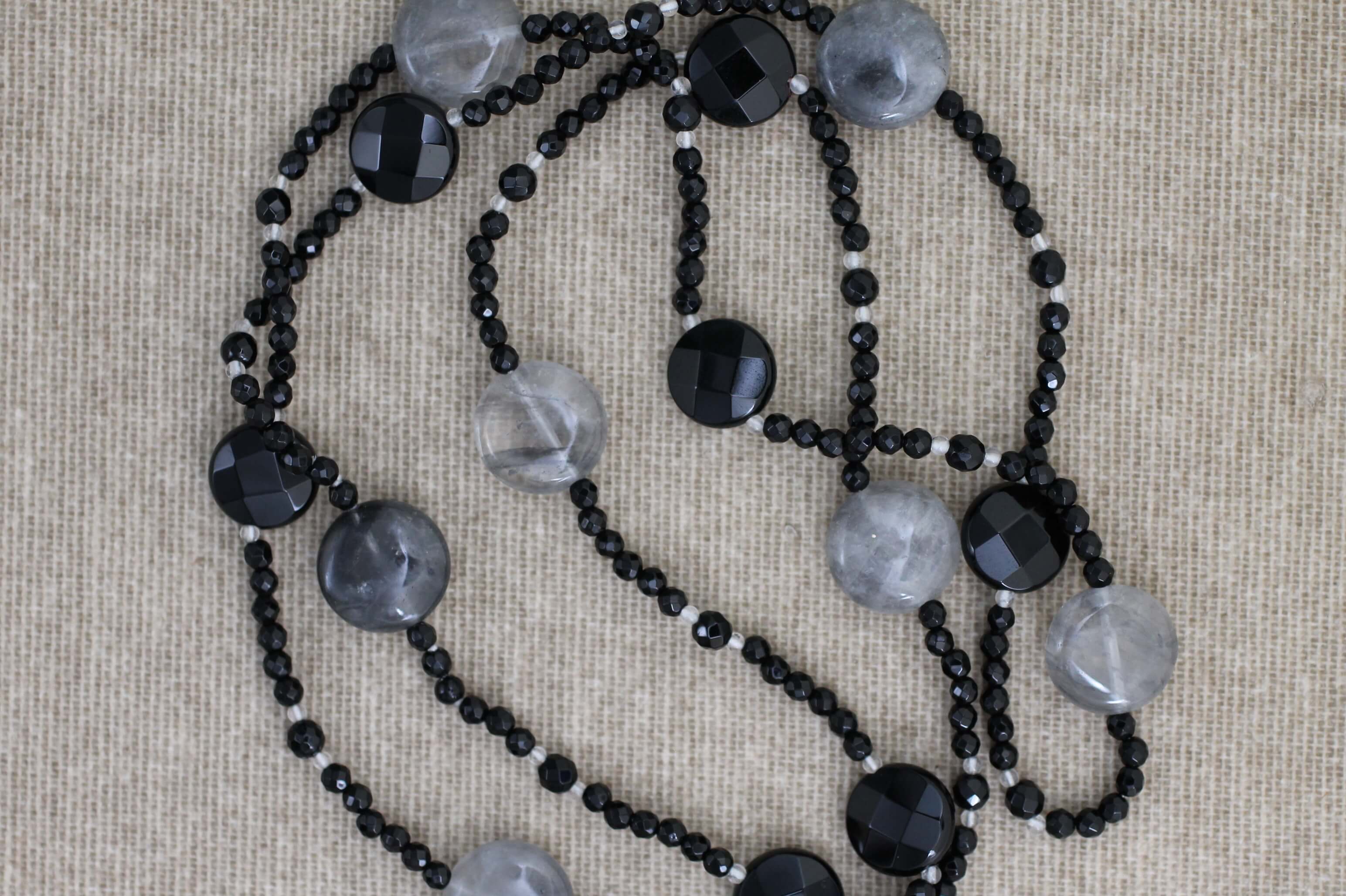 Faceted Onyx and Quartz necklace