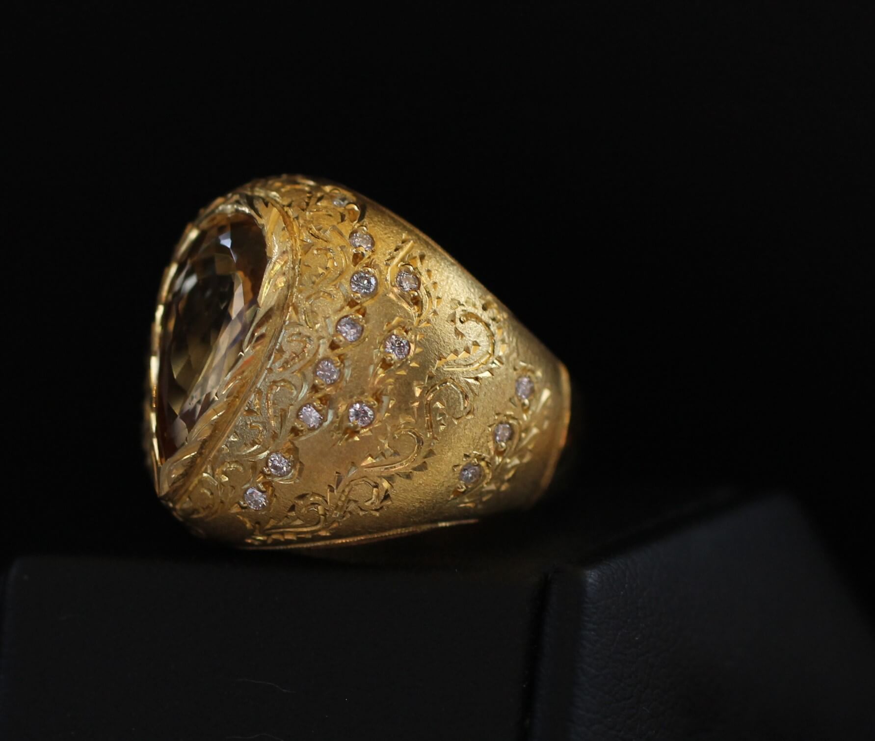 Gold, Imperial Topaz and Diamonds Ring